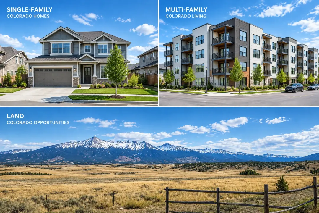 Colorado property types we buy - single-family, multi-family, and land